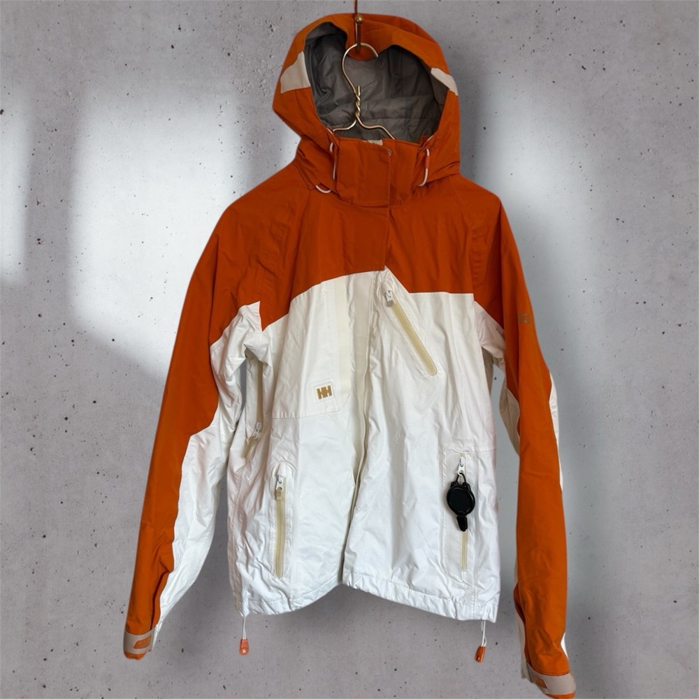 Rare y2k Helly Hansen orange and white ski / snowboard shell